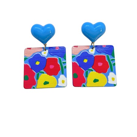 earrings stud plexiglass blue heart1